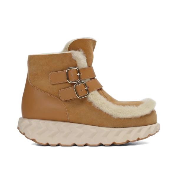 4CCCCEES Jabara Monti Shearling Bootie in Camel - Picture 3 of 6